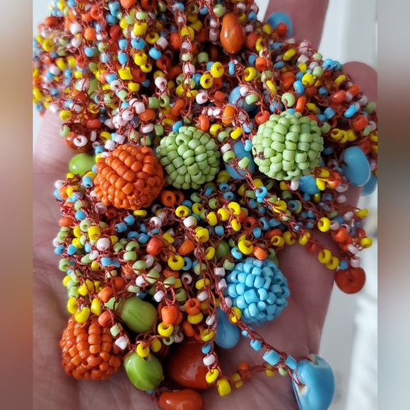 Set earrings necklace seed beads czech hearts Artisan handmade vintage estate - Picture 5 of 16